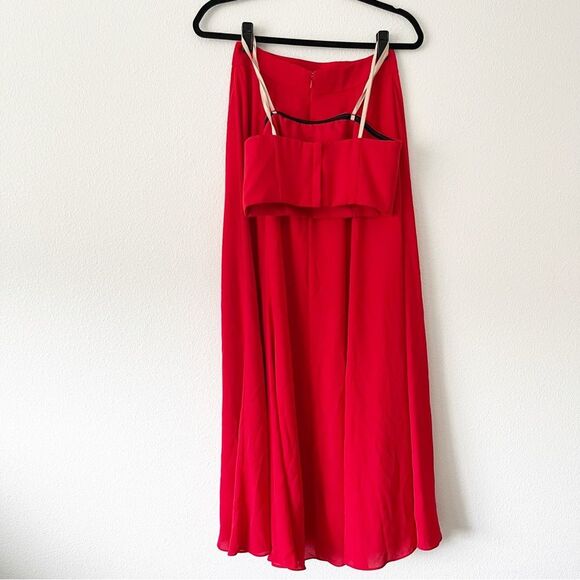 NEW Fame and Partners x Free People 2-Piece Maxi Skirt Set & Crop Top Red Size 2 - Picture 3 of 7